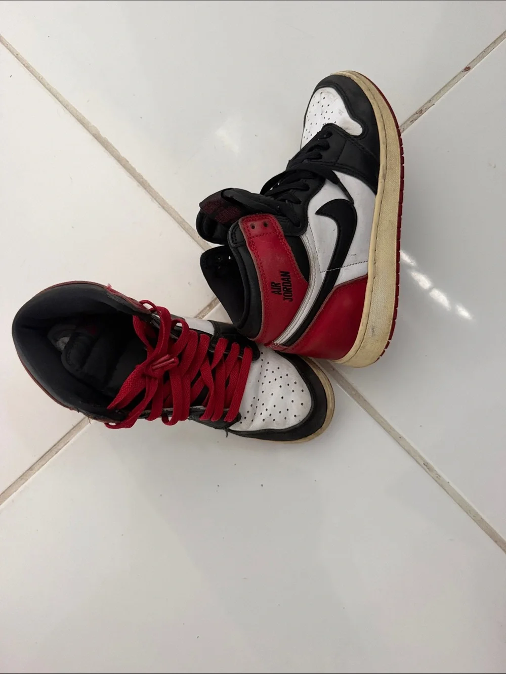 Nike Kids High-Top Sneakers in Red, Black & White
